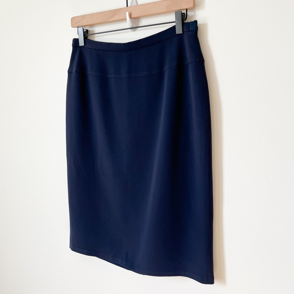 Max Mara Studio Pencil Skirt Womens 8 Navy Blue Career Office